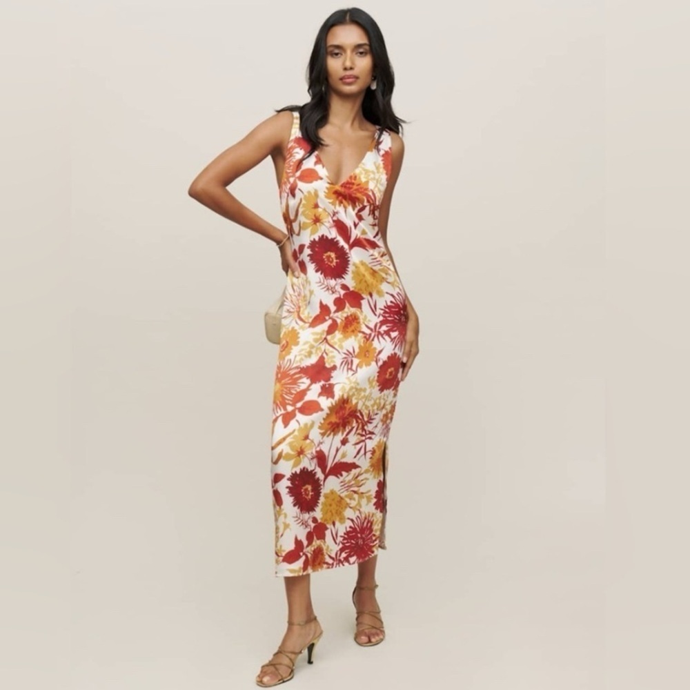 Reformation Lian Silk Midi Dress Vesta Floral NWT Large